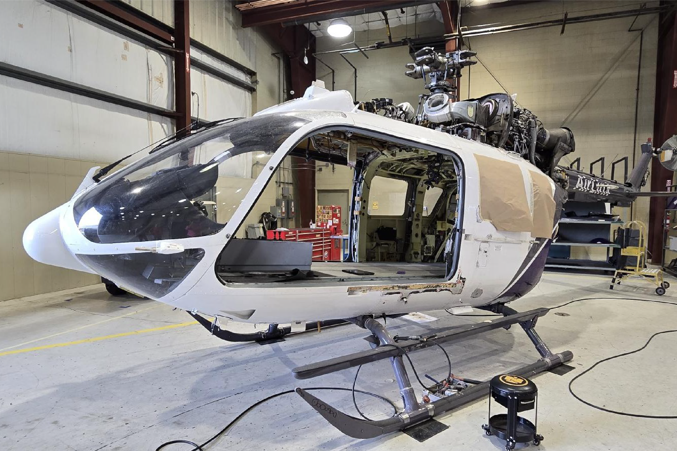 PHI maintenance helicopter flying
